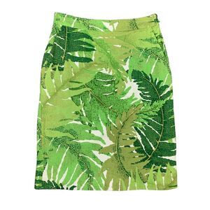 Vanessa Virginia Pencil Skirt Womens 0 Anthropologie Leaf Print Side Zip Pockets